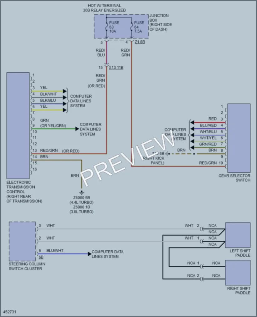 2014 BMW 740Li Transmission wiring diagram preview