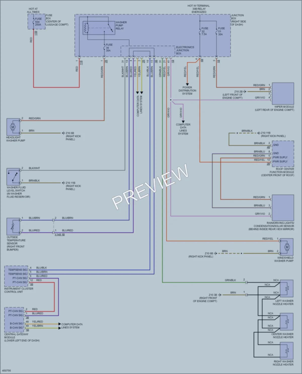 2014 BMW 740Li Wiper Washer wiring diagram preview