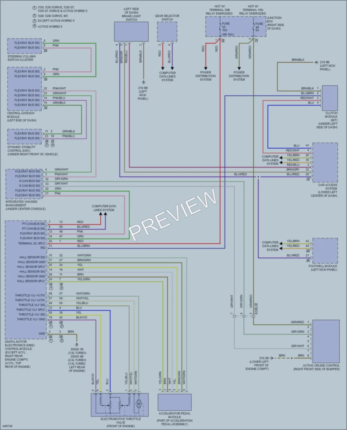 2014 BMW ActiveHybrid5 Cruise Control wiring diagram preview