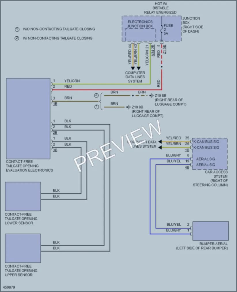 2014 BMW ActiveHybrid7 Trunk Tailgate Fuel Door wiring diagram preview
