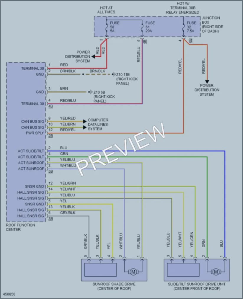 2014 BMW AlpinaB7 Power Top Sunroof wiring diagram preview