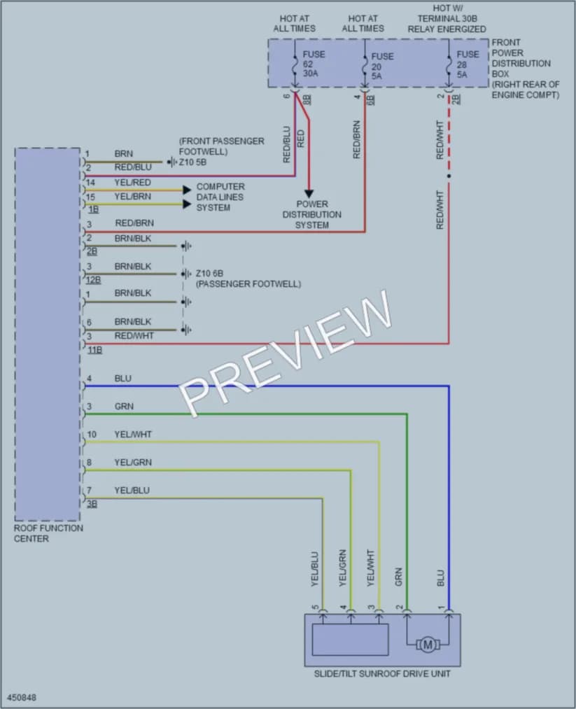 2014 BMW M235i Power Top Sunroof wiring diagram preview