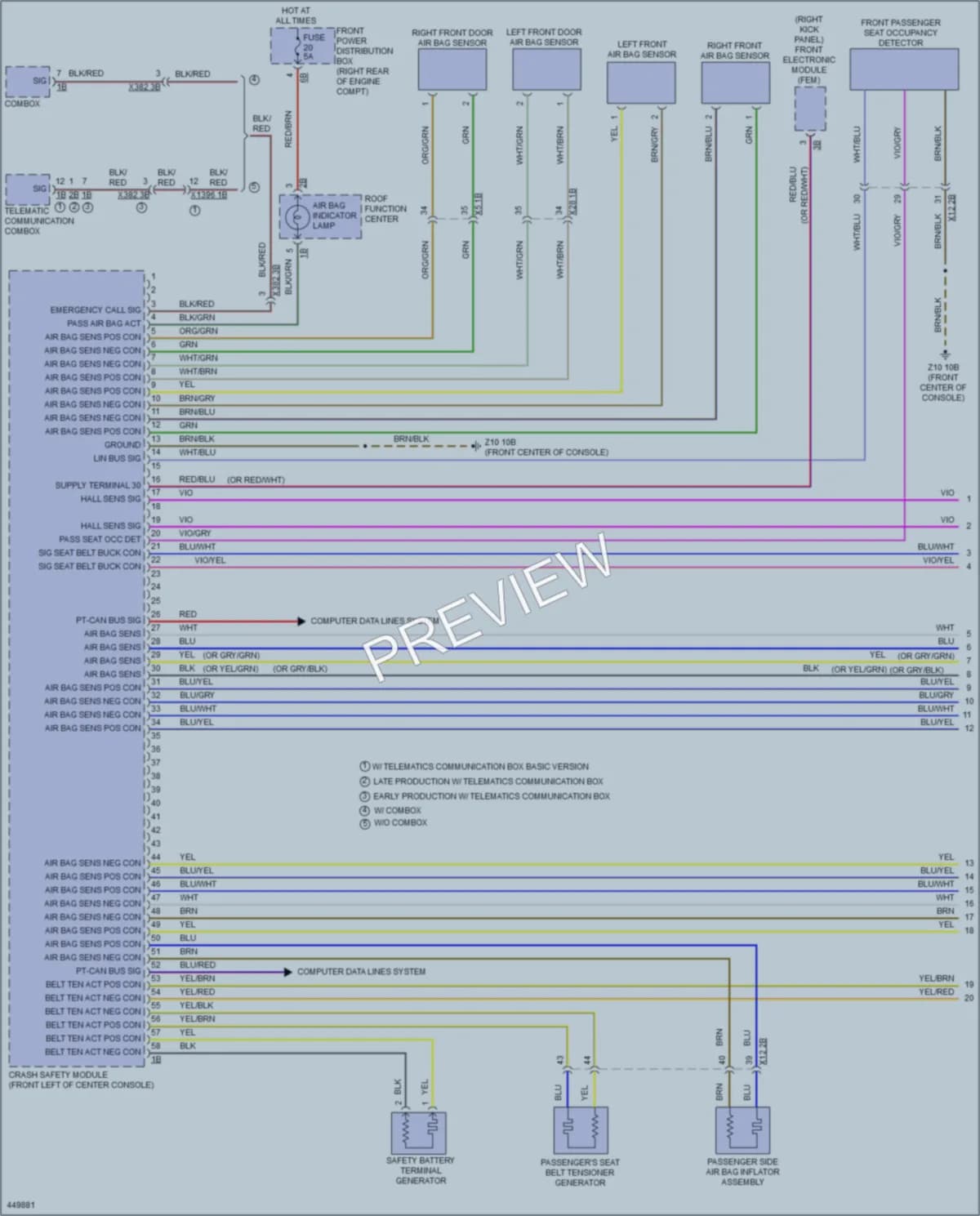 2014 BMW M235i Supplemental Restraints wiring diagram preview