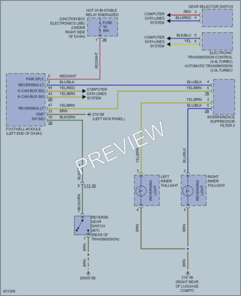 2014 BMW M6 Exterior Lights wiring diagram preview