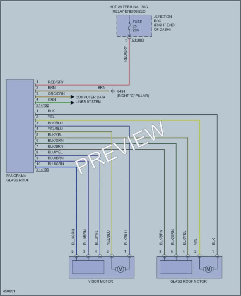 2014 BMW X1 Power Top Sunroof wiring diagram preview