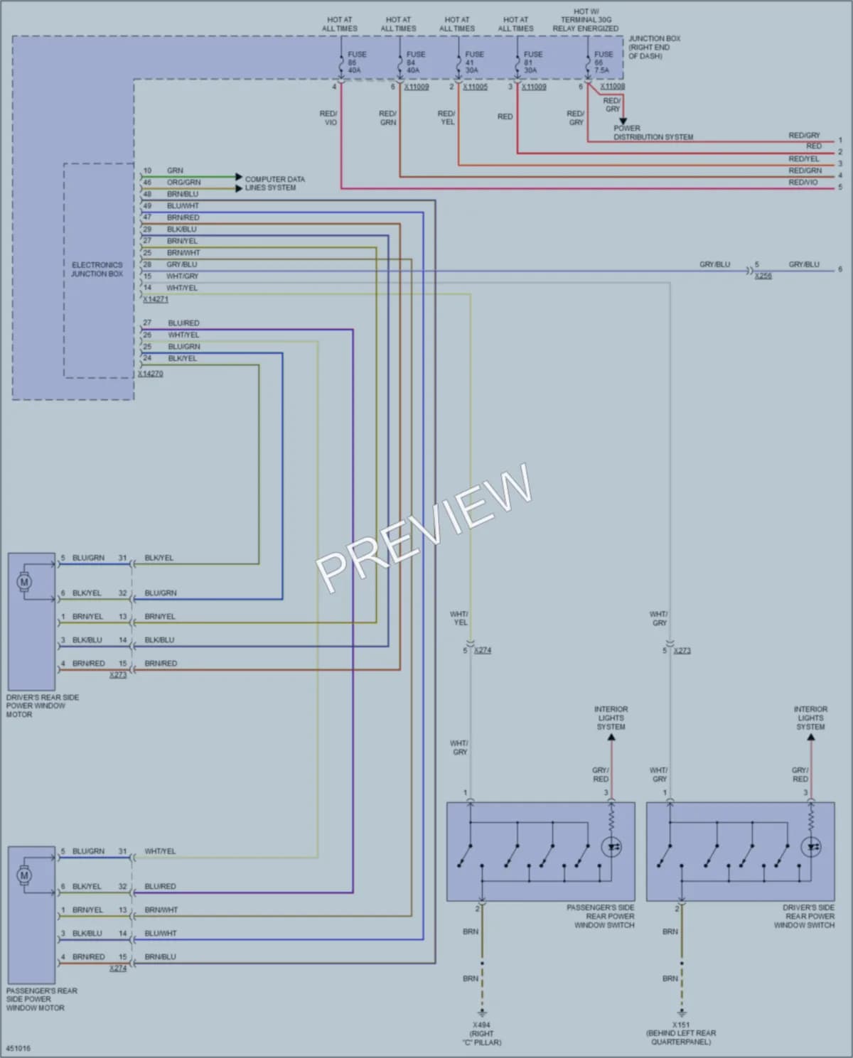2014 BMW X1 Power Windows wiring diagram preview