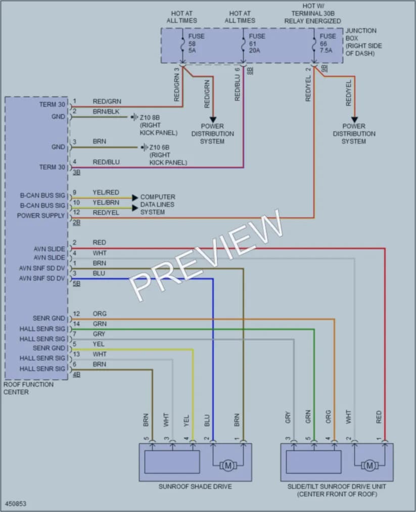 2014 BMW X3 Power Top Sunroof wiring diagram preview