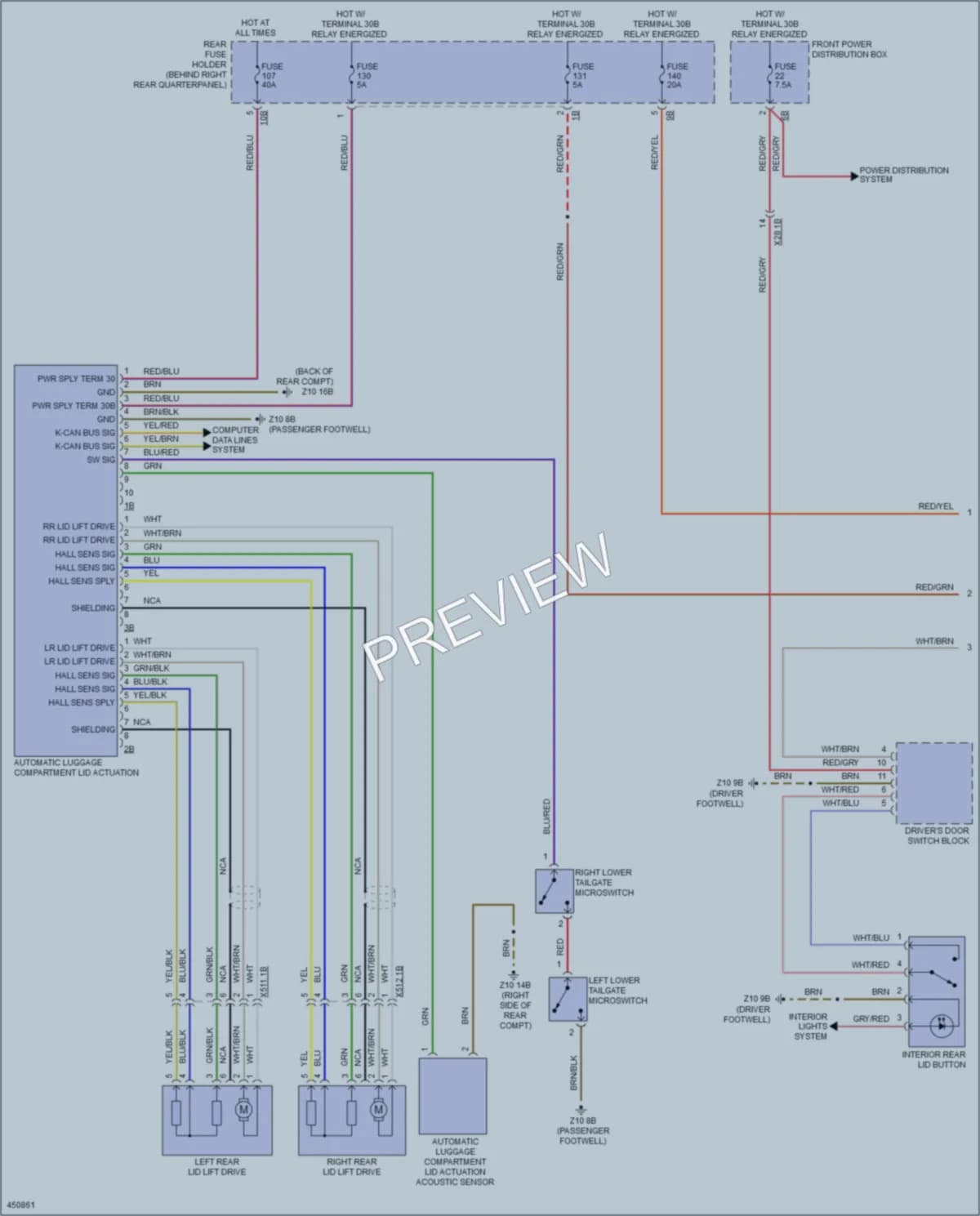 2014 BMW X5 Trunk Tailgate Fuel Door wiring diagram preview