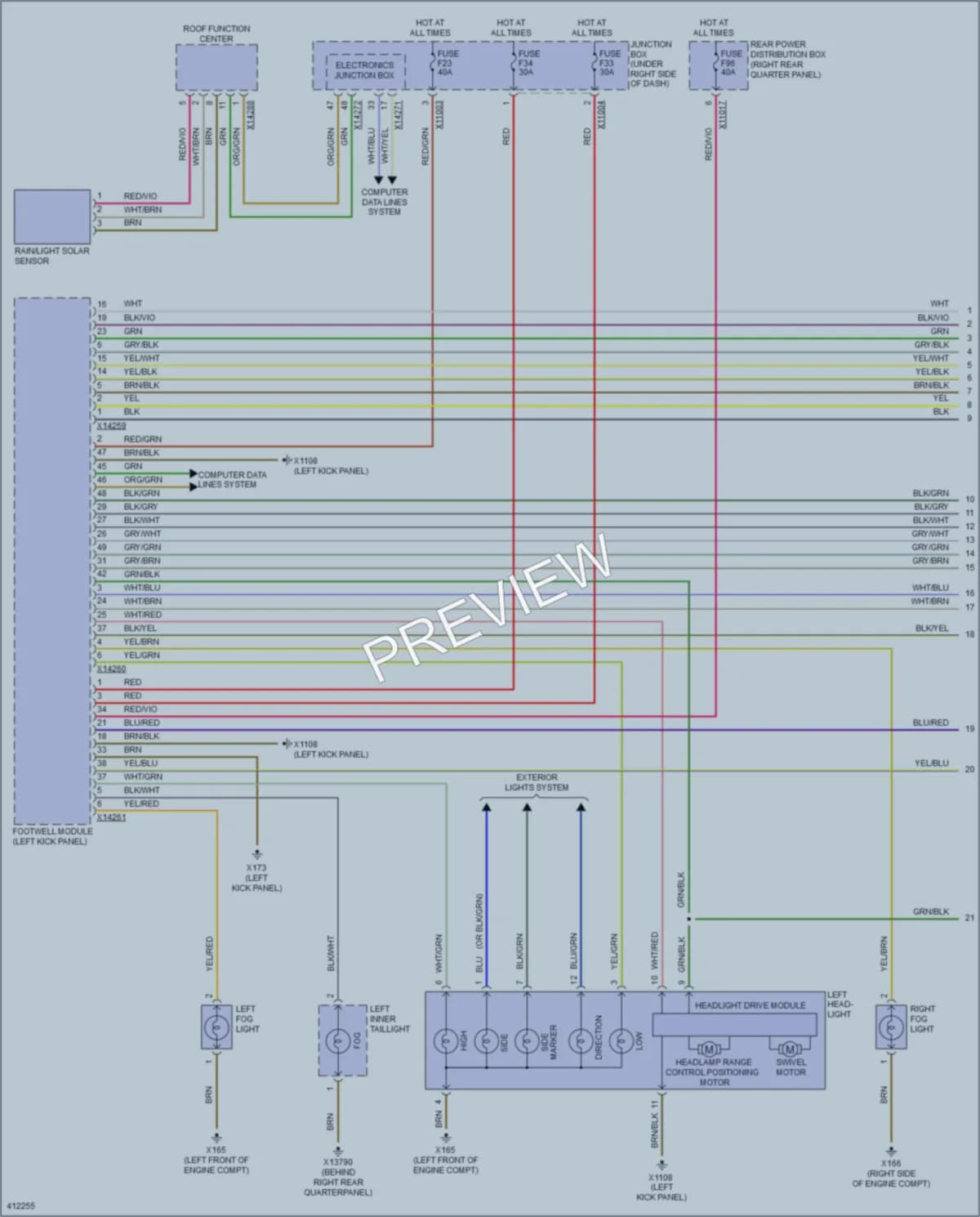 2014 BMW X6 Headlights wiring diagram preview