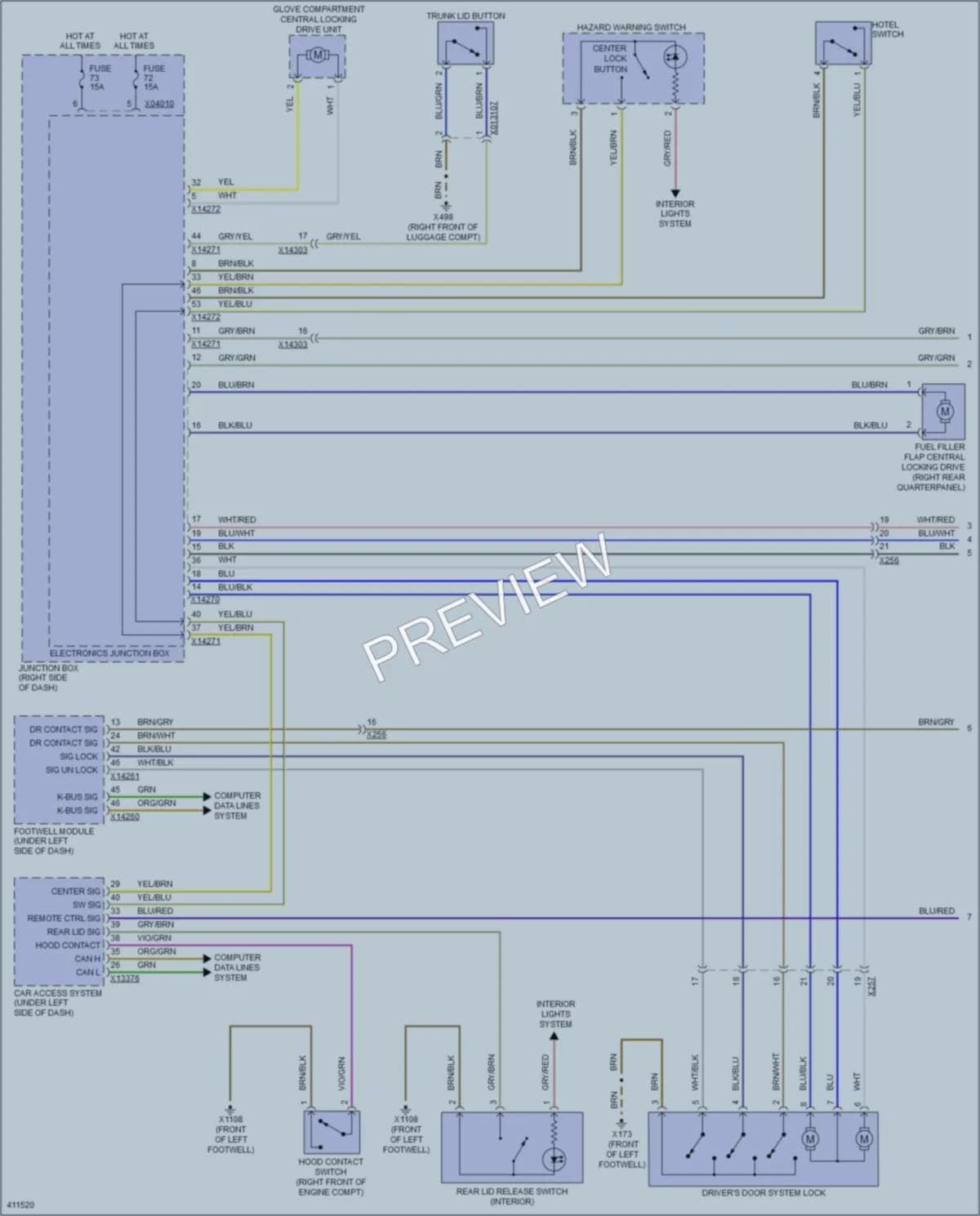 2014 BMW Z4 Power Door Locks wiring diagram preview