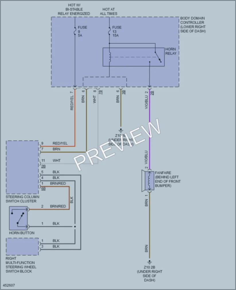 2014 BMW i3 Horn wiring diagram preview
