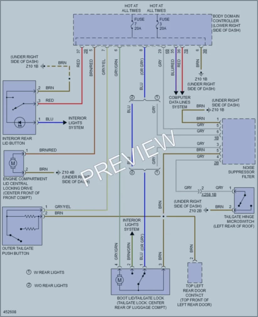 2014 BMW i3 Trunk Tailgate Fuel Door wiring diagram preview