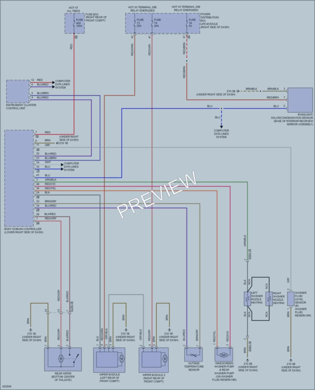 2014 BMW i3 Wiper Washer wiring diagram preview