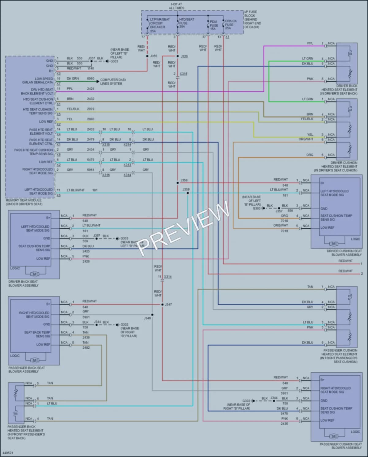 2014 Buick Enclave Power Seats wiring diagram preview