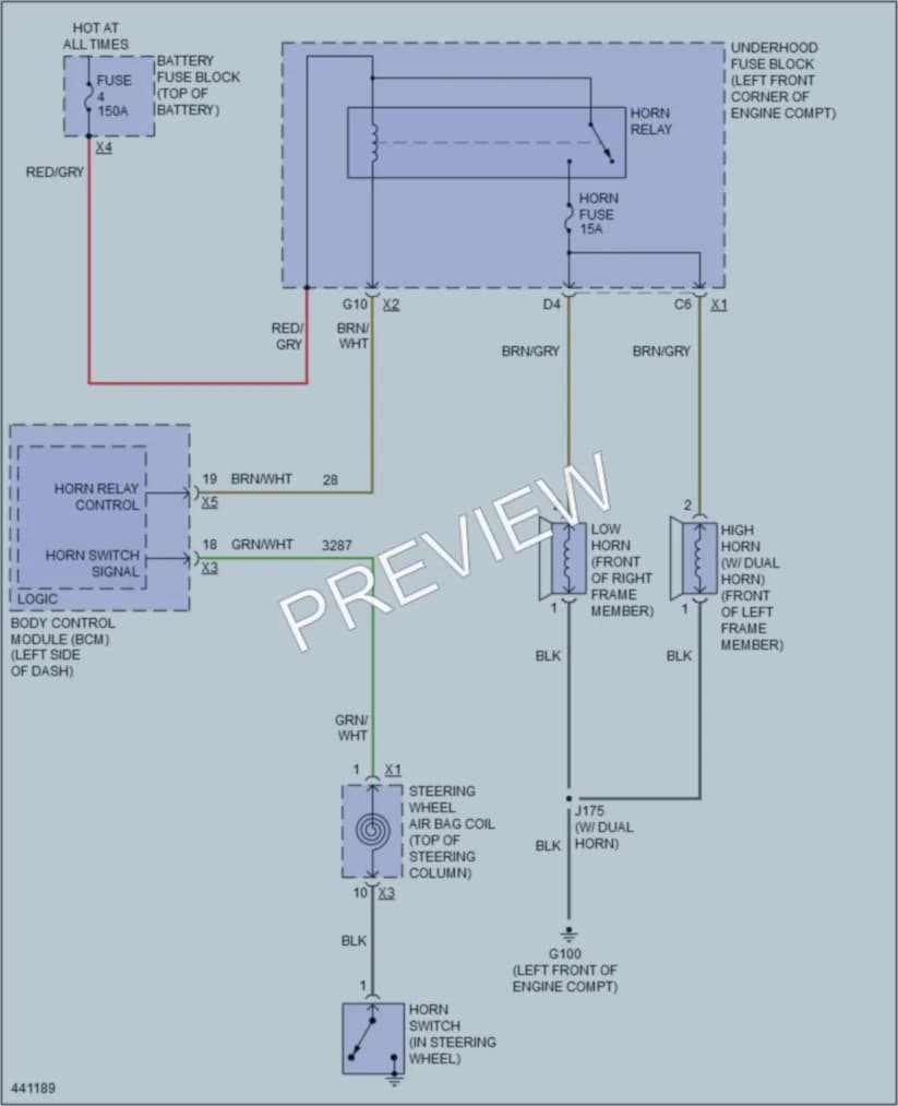 2014 Buick Encore Horn wiring diagram preview