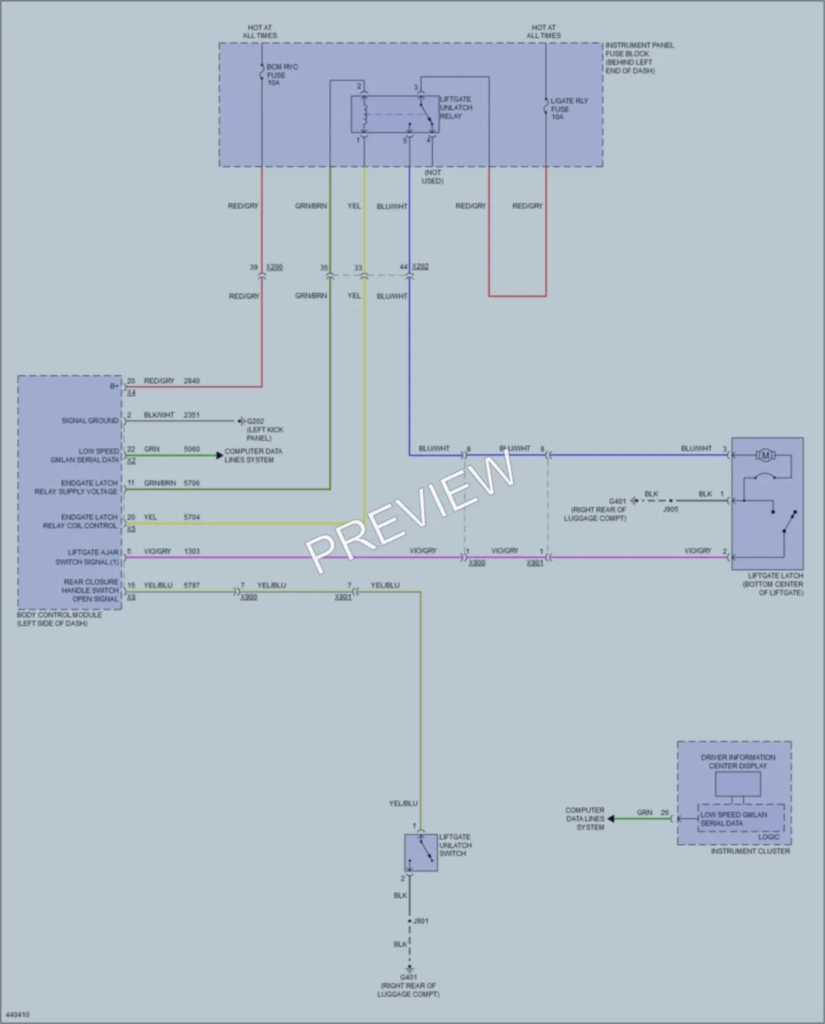 2014 Buick Encore Trunk Tailgate Fuel Door wiring diagram preview