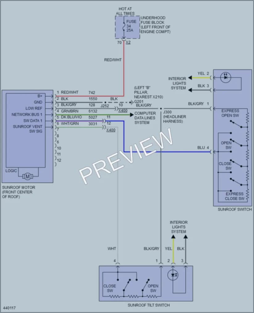 2014 Buick Regal Power Top Sunroof wiring diagram preview