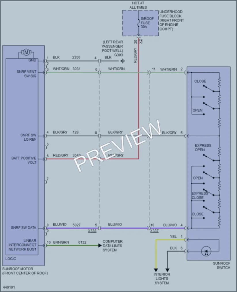 2014 Cadillac ATS Power Top Sunroof wiring diagram preview