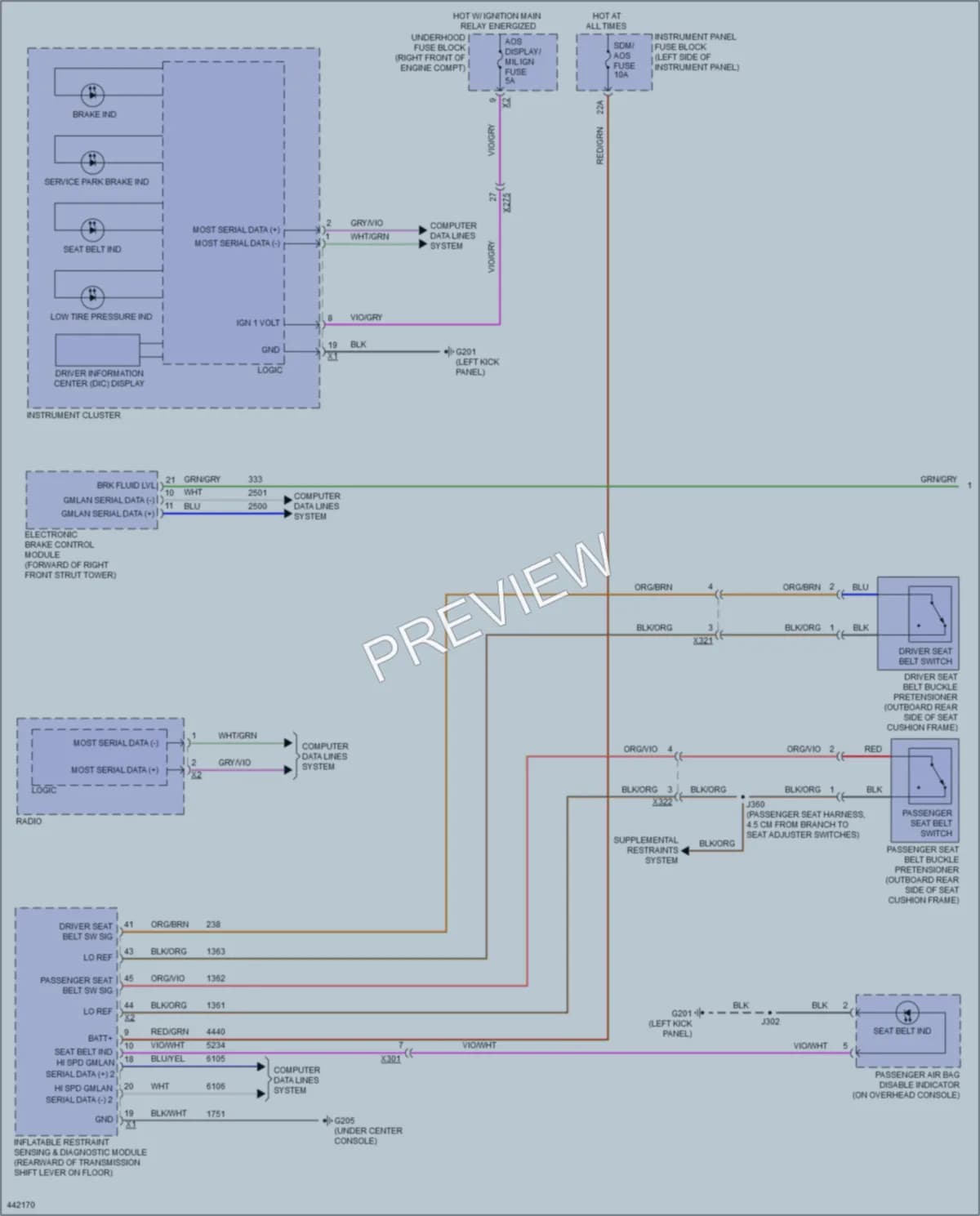 2014 Cadillac ATS Warning Systems wiring diagram preview