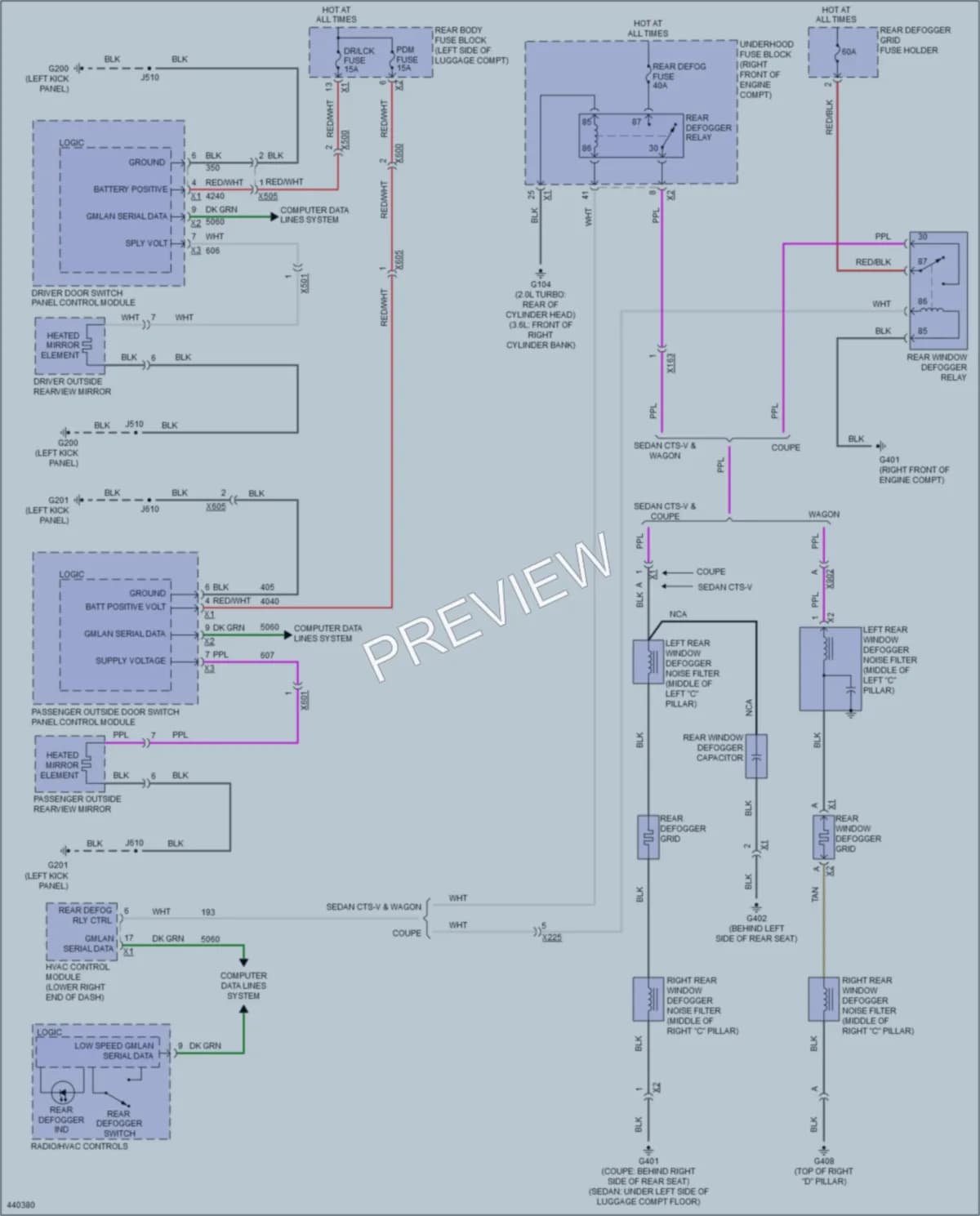 2014 Cadillac CTS Defoggers wiring diagram preview