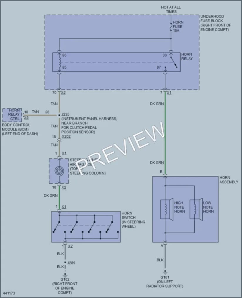 2014 Cadillac CTS Horn wiring diagram preview