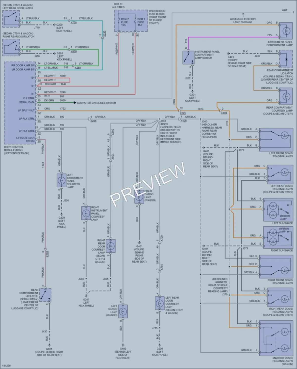 2014 Cadillac CTS Interior Lights wiring diagram preview