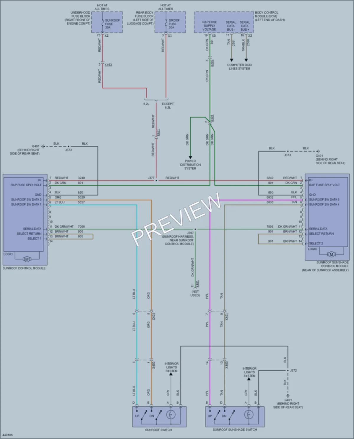 2014 Cadillac CTS Power Top Sunroof wiring diagram preview