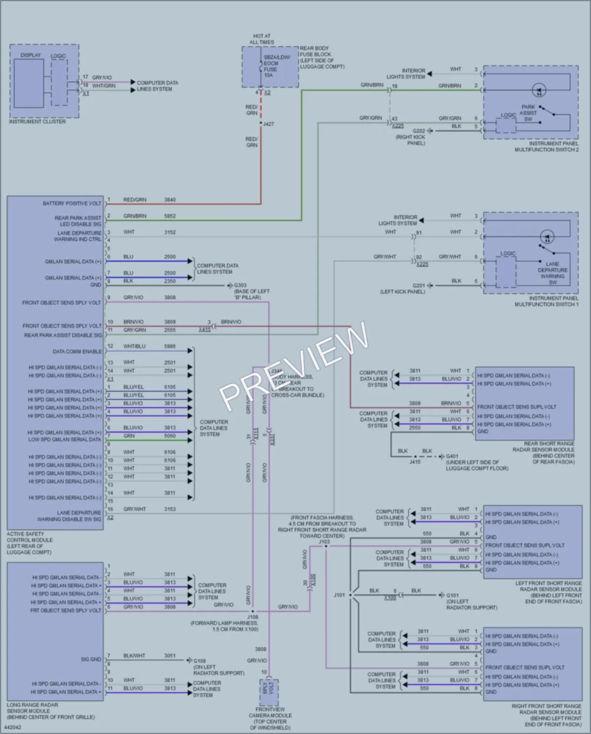 2014 Cadillac CTSV Instrument Cluster wiring diagram preview