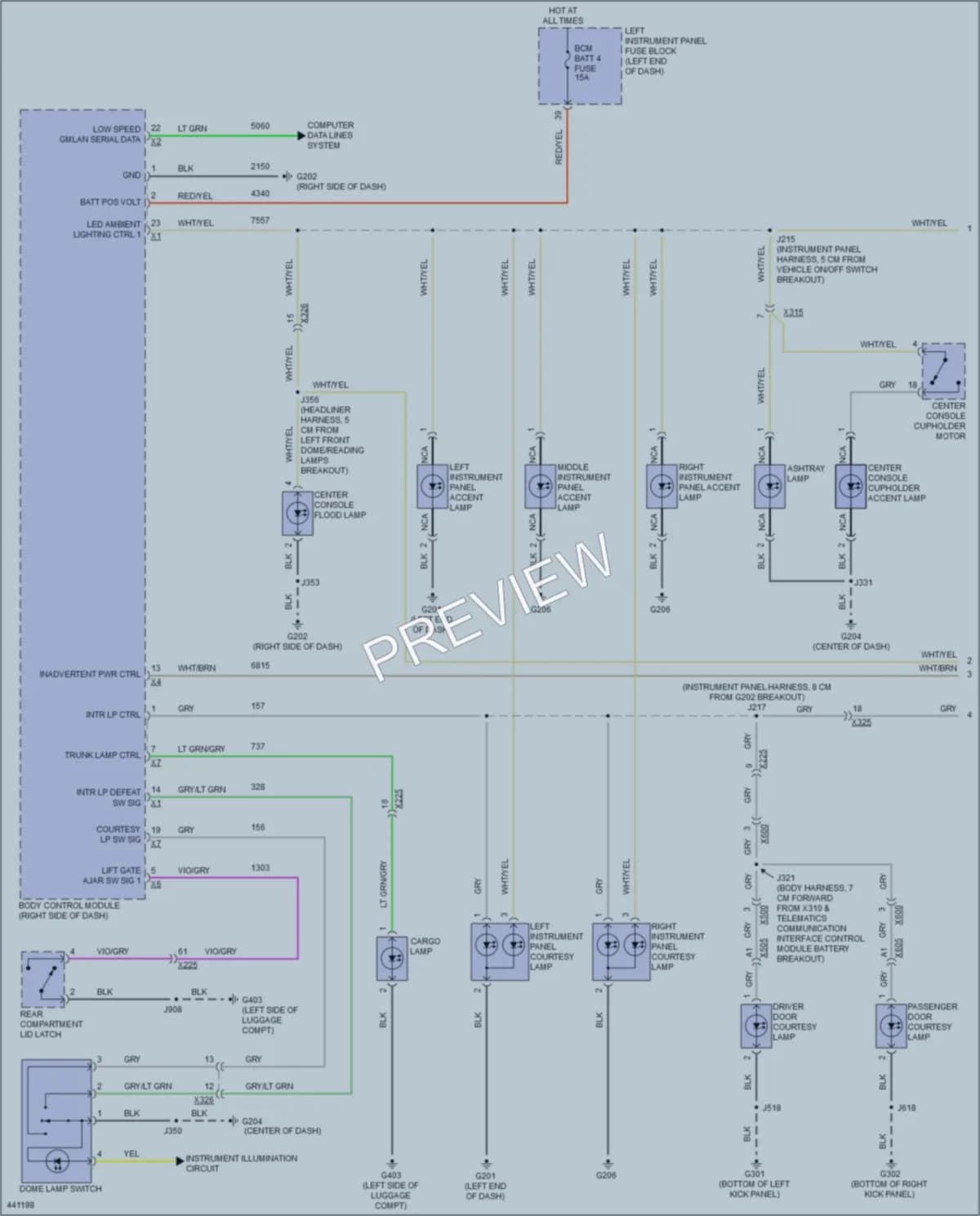 2014 Cadillac ELR Interior Lights wiring diagram preview