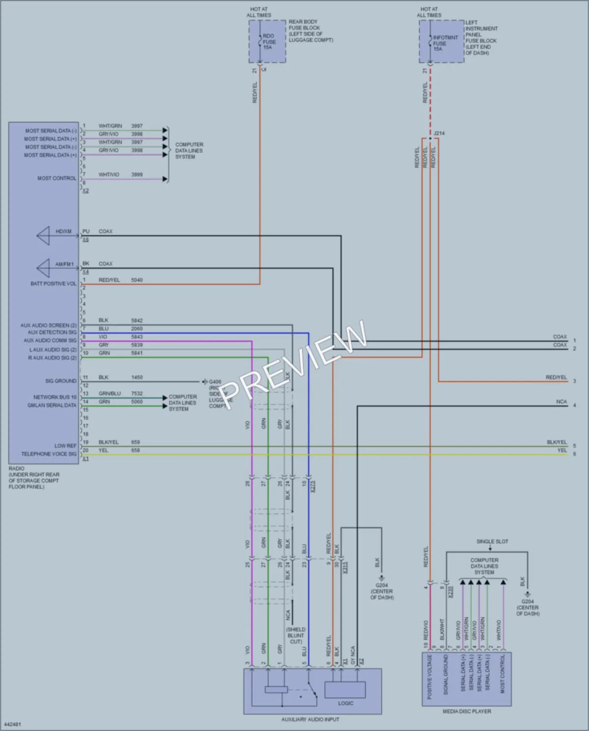 2014 Cadillac ELR Radio wiring diagram preview