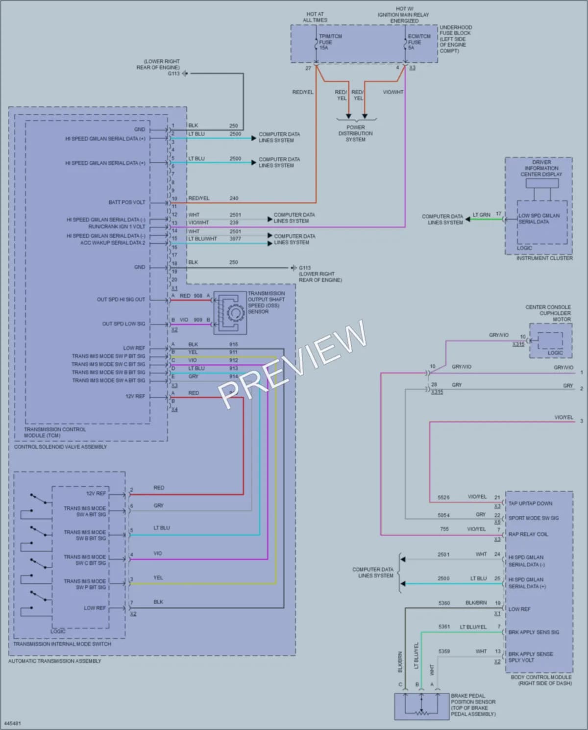 2014 Cadillac ELR Transmission wiring diagram preview