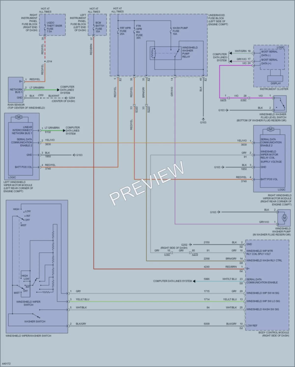 2014 Cadillac ELR Wiper Washer wiring diagram preview