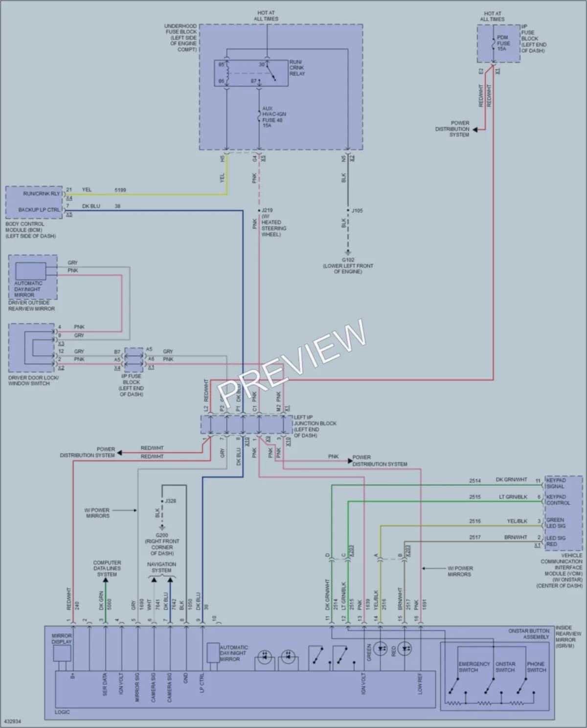 2014 Cadillac Escalade Power Mirrors wiring diagram preview