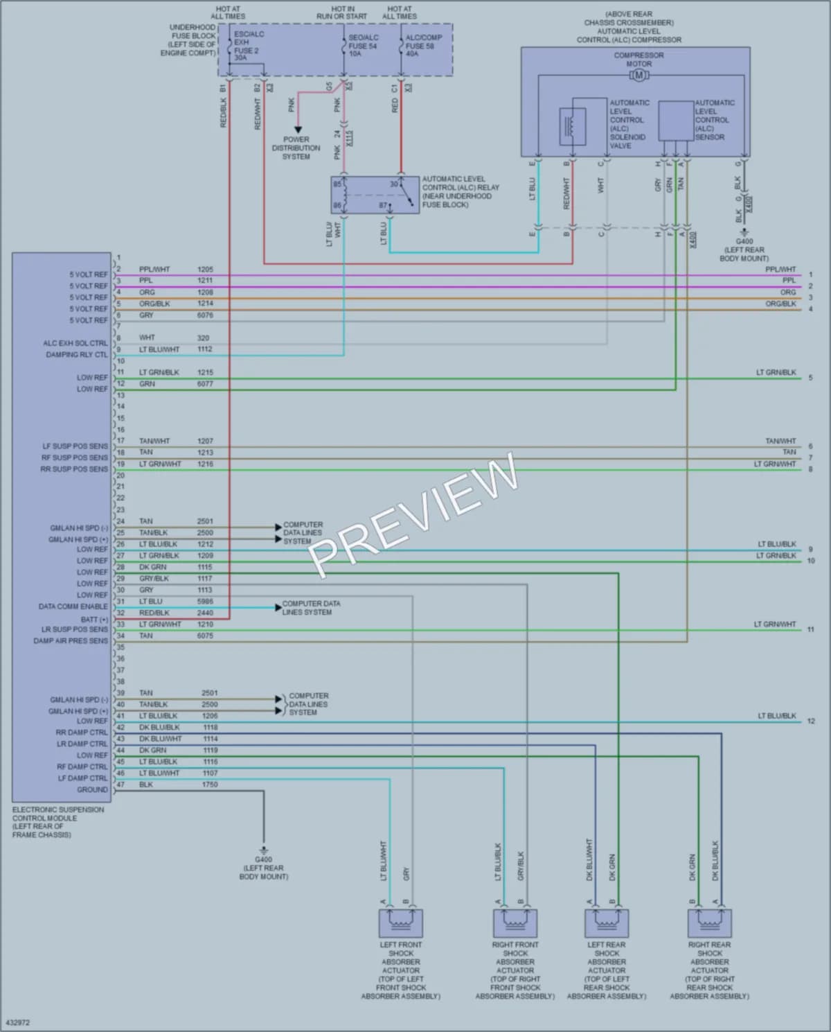 2014 Cadillac EscaladeESV Electronic Suspension wiring diagram preview
