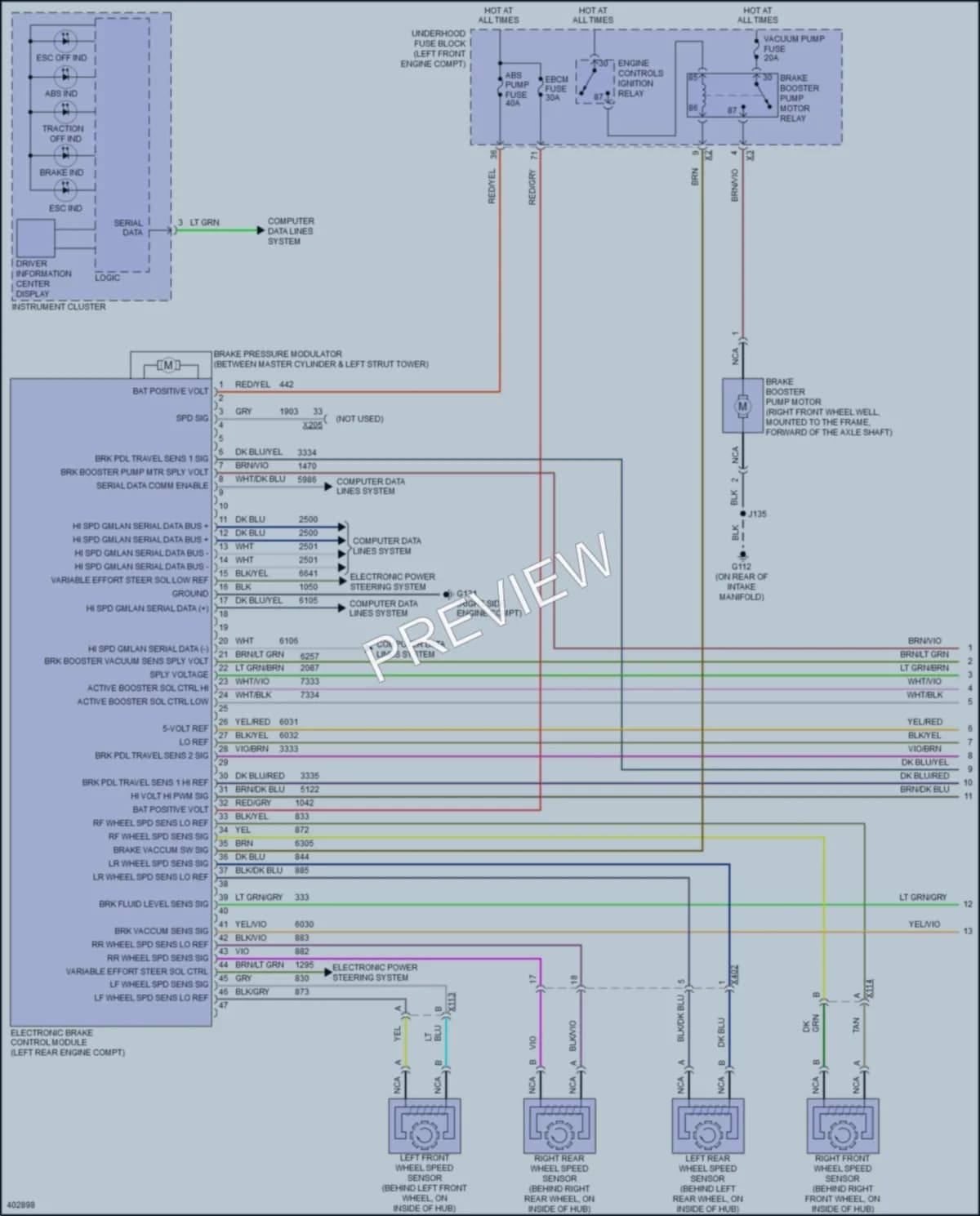 2014 Cadillac SRX Anti Lock Brakes wiring diagram preview