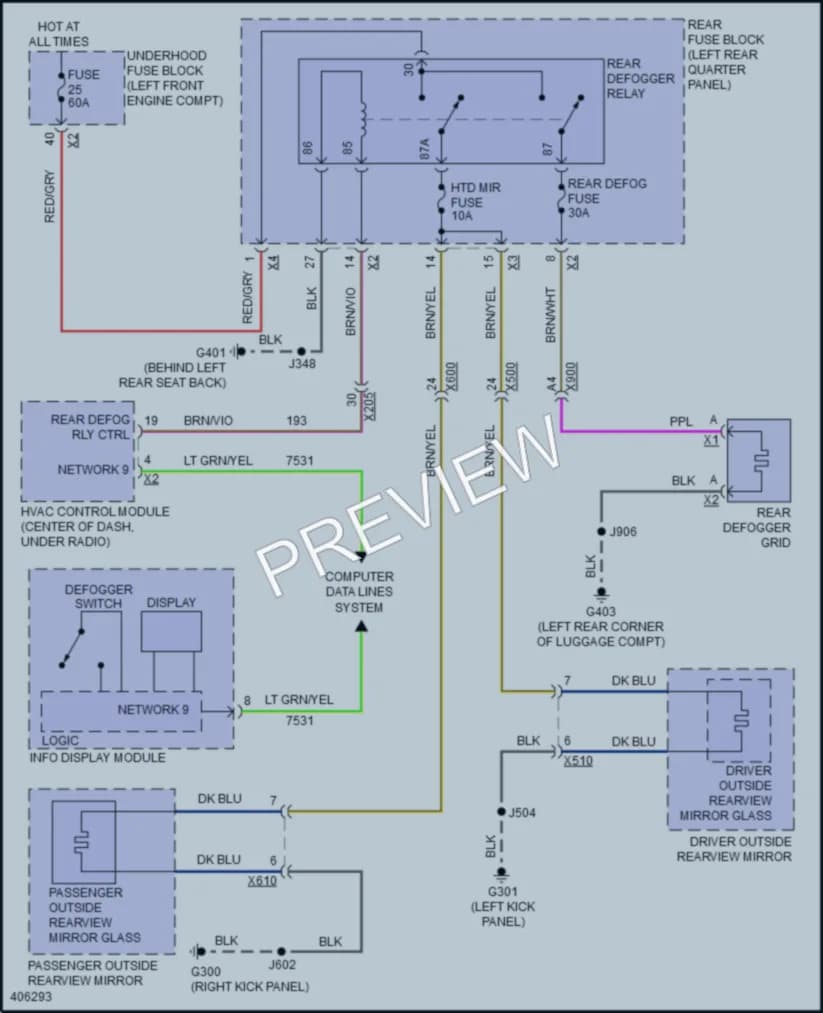 2014 Cadillac SRX Defoggers wiring diagram preview
