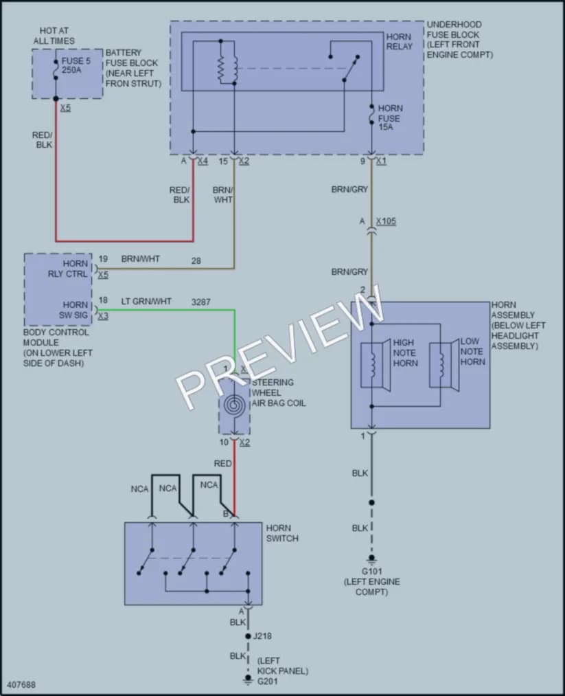 2014 Cadillac SRX Horn wiring diagram preview