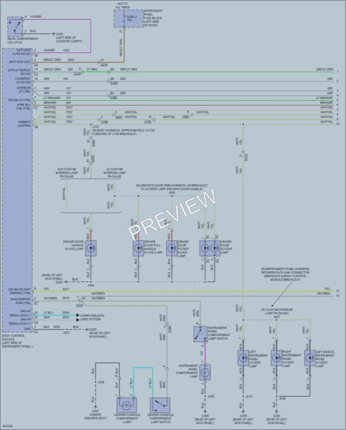 2014 Cadillac XTS Interior Lights wiring diagram preview