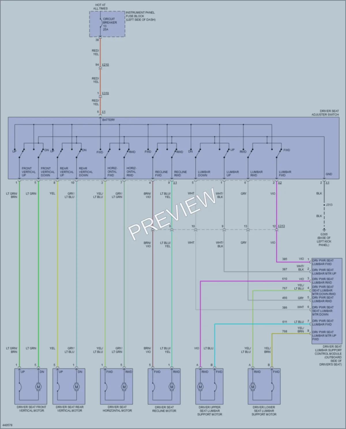 2014 Cadillac XTS Power Seats wiring diagram preview