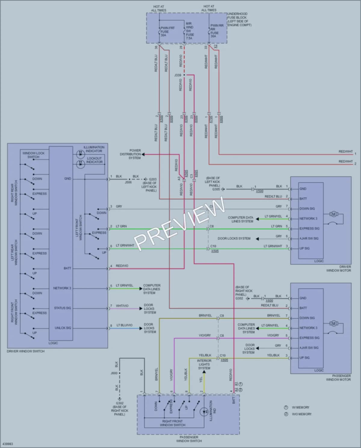 2014 Cadillac XTS Power Windows wiring diagram preview