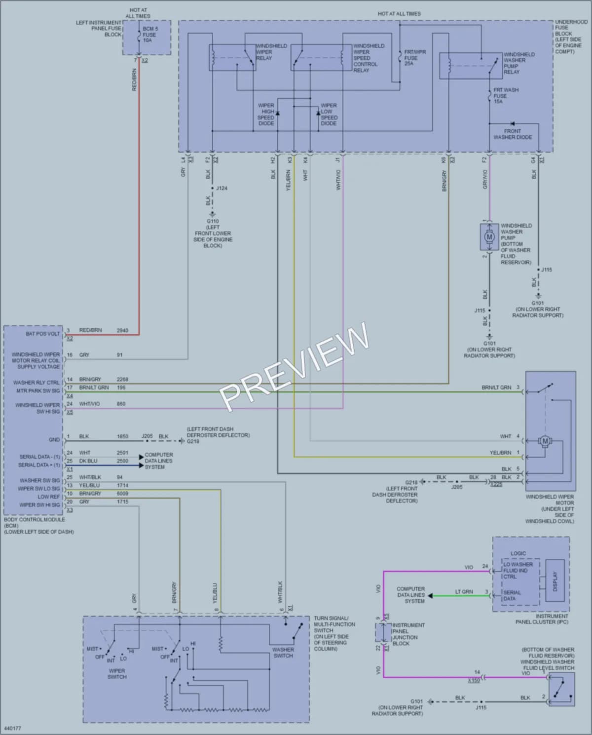 2014 Chevrolet C1500PickupSilverado Wiper Washer wiring diagram preview