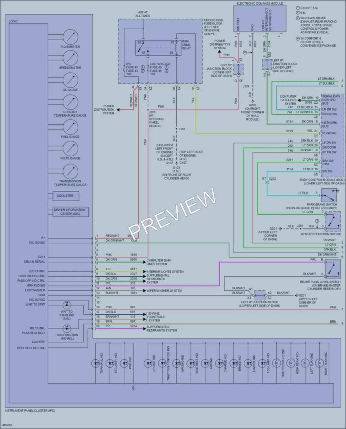 2014 Chevrolet C2500HDPickupSilverado Instrument Cluster wiring diagram preview