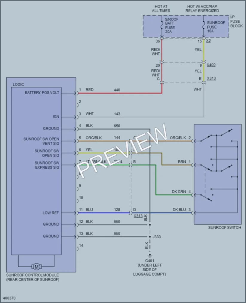 2014 Chevrolet CaptivaSport Power Top Sunroof wiring diagram preview