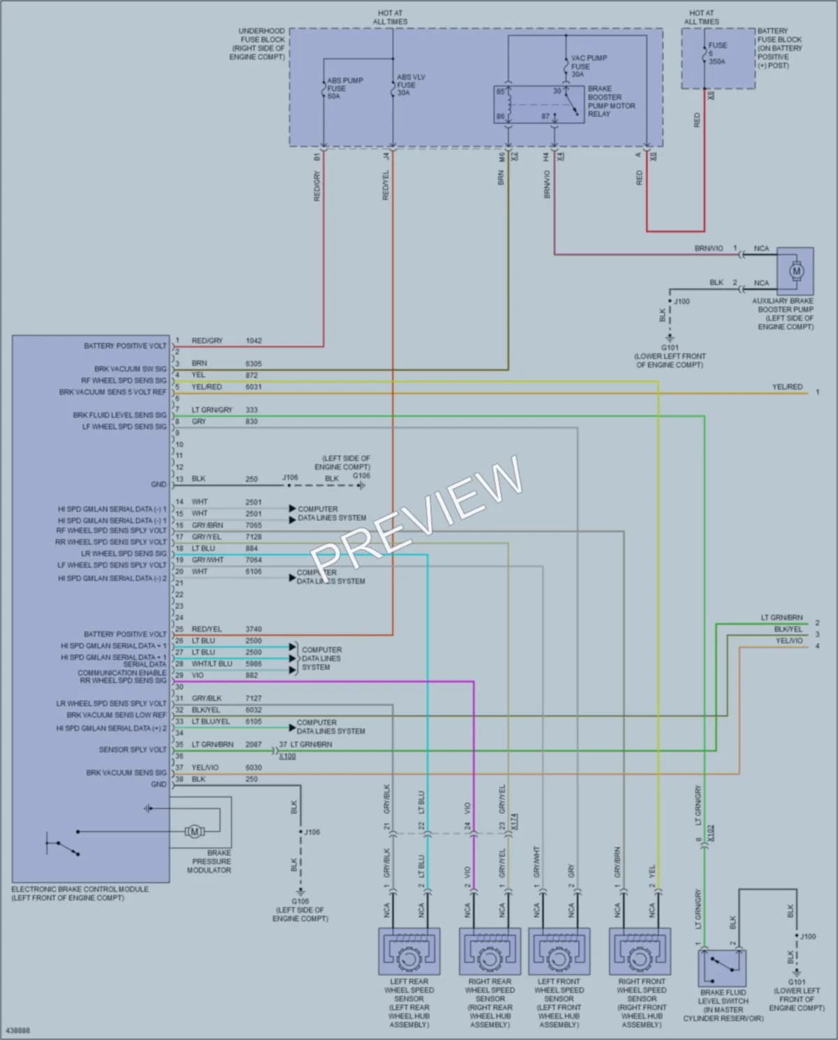 2014 Chevrolet CorvetteStingray Anti Lock Brakes wiring diagram preview