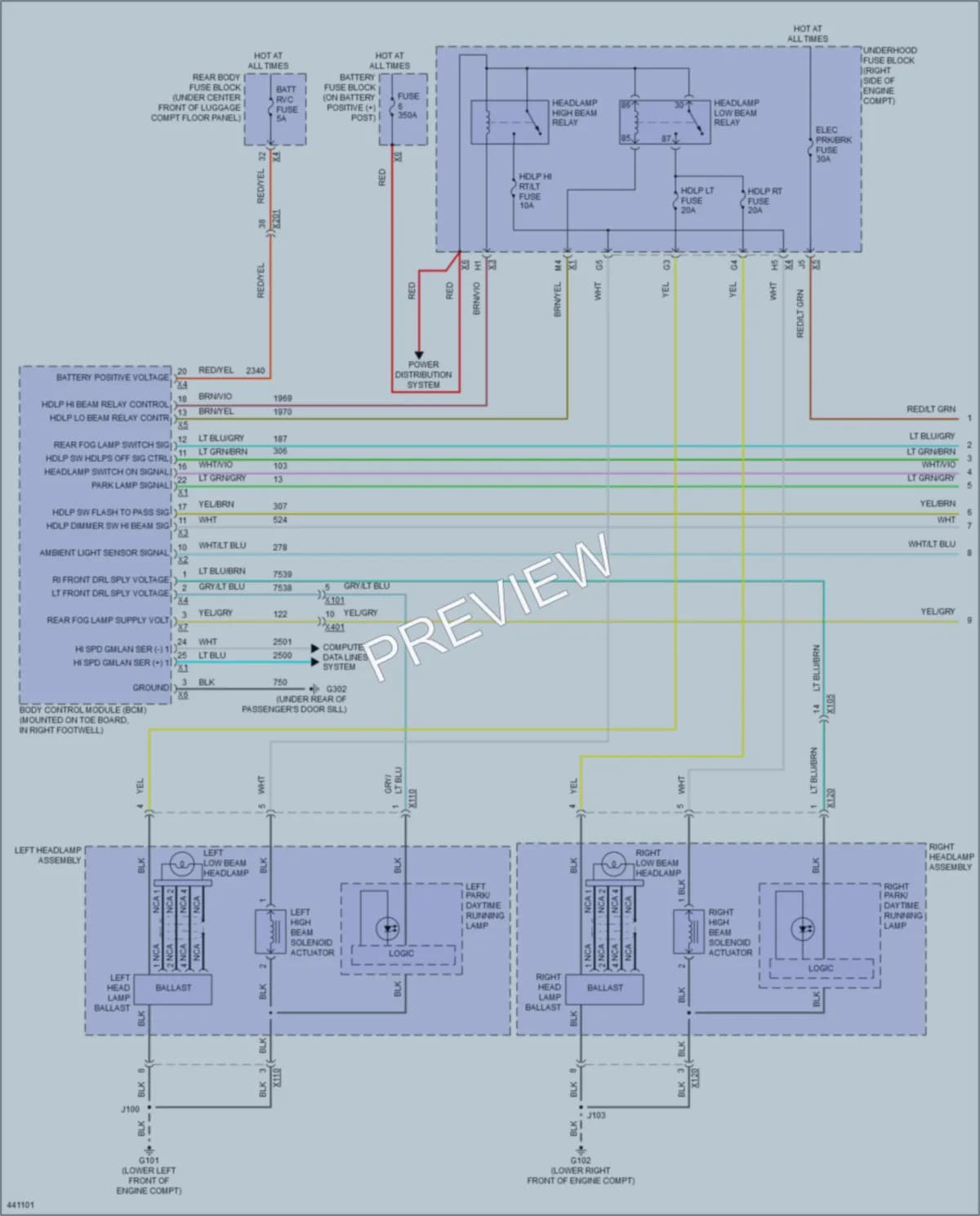 2014 Chevrolet CorvetteStingray Headlights wiring diagram preview