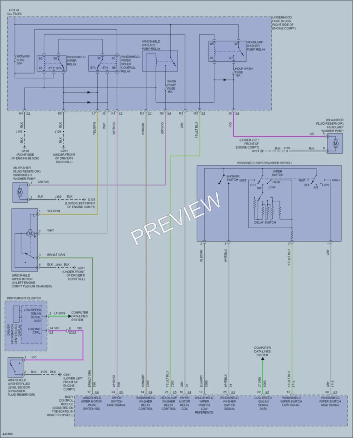 2014 Chevrolet CorvetteStingray Wiper Washer wiring diagram preview