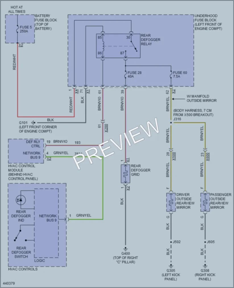 2014 Chevrolet Cruze Defoggers wiring diagram preview