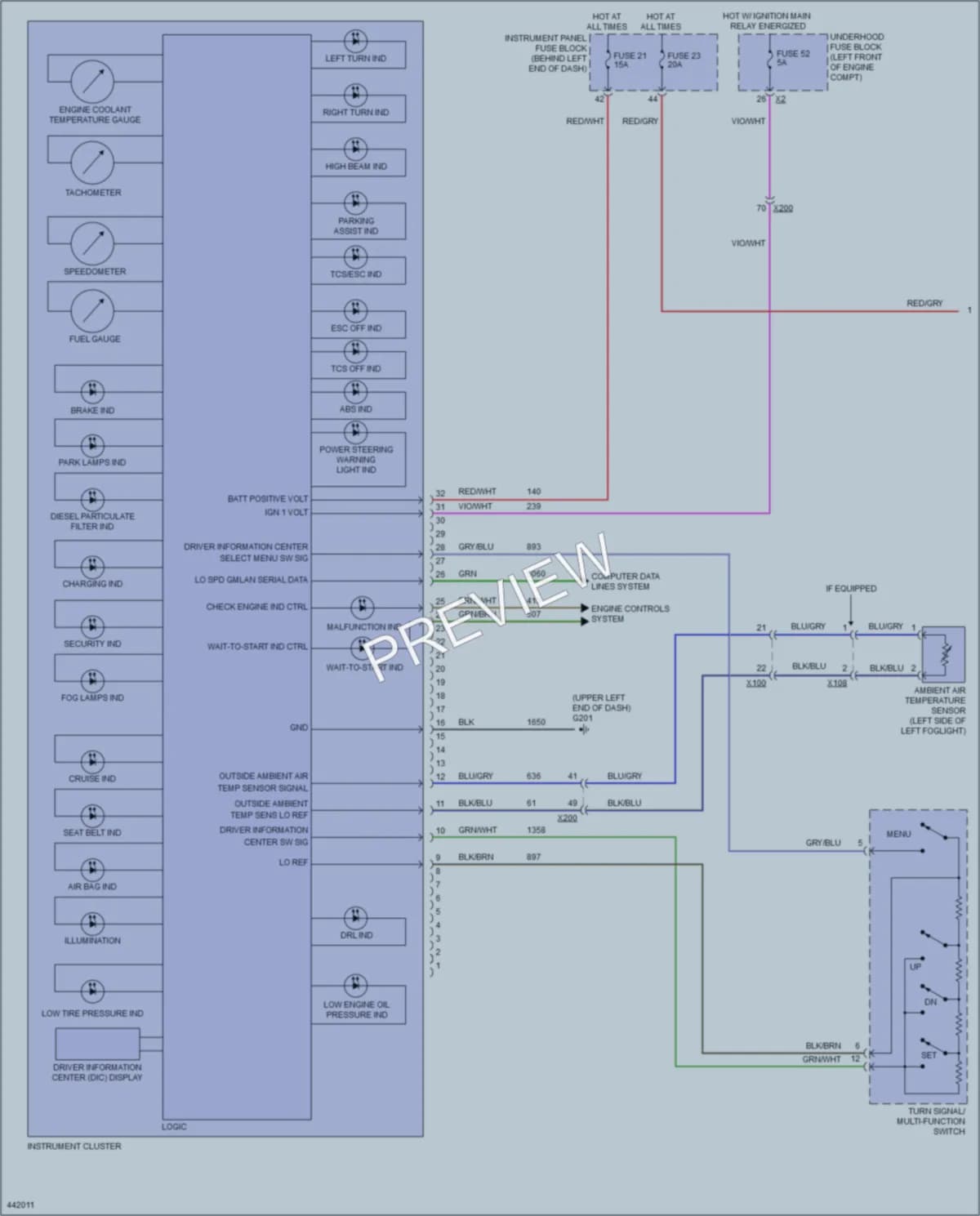 2014 Chevrolet Cruze Instrument Cluster wiring diagram preview
