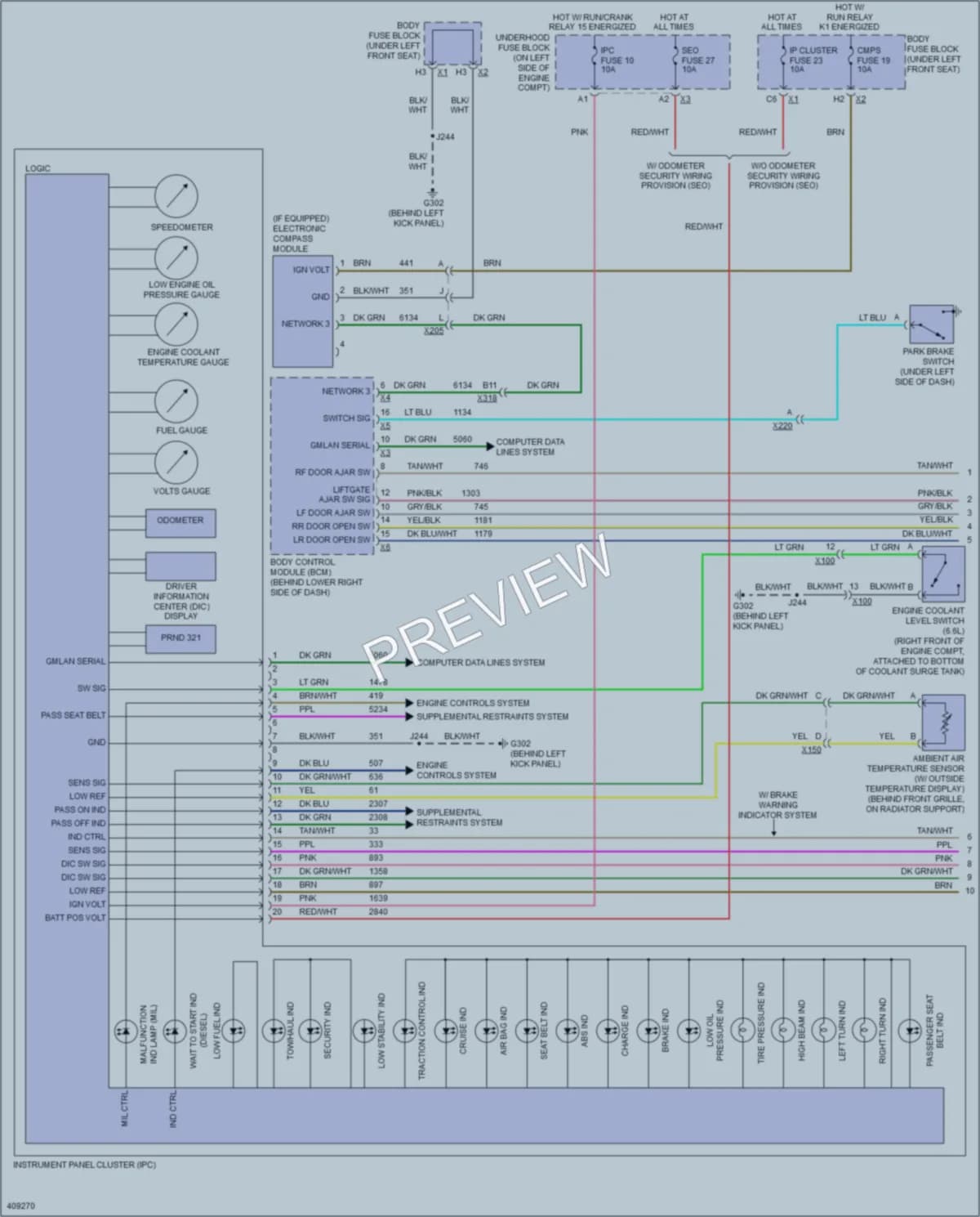 2014 Chevrolet G2500ChevyExpress Instrument Cluster wiring diagram preview