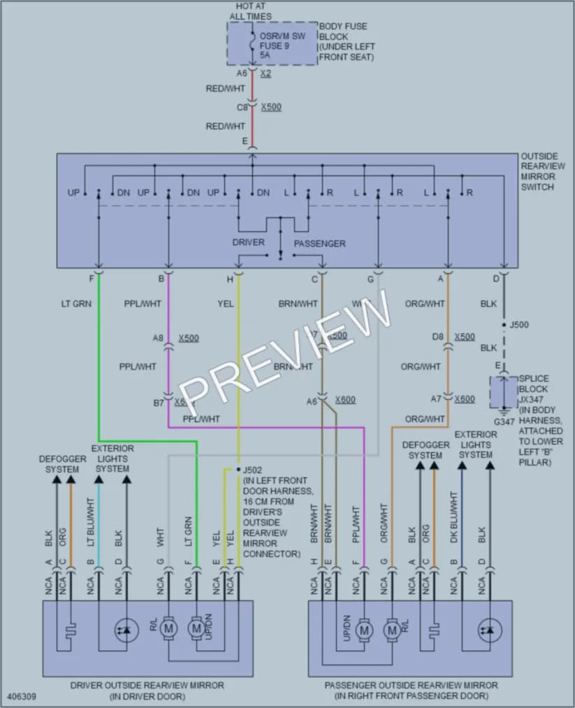 2014 Chevrolet G3500ChevyExpress Power Mirrors wiring diagram preview